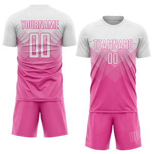 Custom <b>Pink</b> Soccer Jersey Set Short Sleeve Crew Neck Sublimated Gradient Design Moisture Wicking Polyester Uniform for Adults - Product Image 1