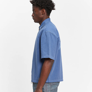 Chemise zippée à manches courtes pour homme, style streetwear, coupe oversize, décontractée, légère, respirante, séchage rapide, toile unie, logo personnalisé OEM - Product Image 5