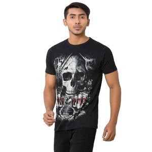 Camiseta de Cuello Redondo para Hombre de Alta Calidad, 100% Algodón, Anti-Pilling, Talla Grande, Unisex, Teñida, Estampada en 3D, Lavada, con Diseño de Calaveras, Ecológica - Product Image 1