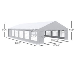 Tendone per Matrimoni ed Eventi 39 x 23 piedi, Grande Gazebo da Esterno Bianco con Pareti Laterali Rimovibili e Finestre per Carport e Matrimoni - Product Image 3