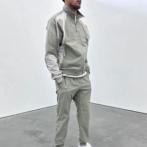 ชุดวอร์มผู้ชายแบบมีฮู้ด แจ็คเก็ตซิป ¼ ตัว กางเกงวอร์ม ระบายอากาศ กันน้ำ น้ำหนักเบา ผ้าไนลอน สำหรับฤดูใบไม้ผลิ - Product Image 3