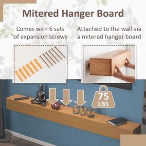 72\" Solid Pine Fireplace Mantel Wall Mounted Floating Shelf Natural-Premium Display Shelf for Home Decor - Product Image 4