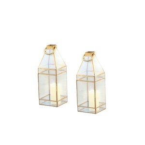 Wholesale Modern Gold Geometric Metal & Glass Candle <b>Lantern</b> Decorative <b>Hurricane</b> Holder for Home Decor & Garden Lighting - Product Image 2