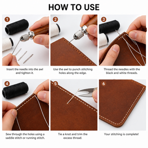 Kit de couture rapide pour cuir avec aiguilles à coudre noires et blanches, ensemble d'outils de couture à la main |   Aiguilles, Artisanat du cuir |   Inde 2026 : Pros de l'exportation - Product Image 3