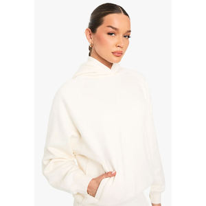 Nuevo conjunto de sudadera con capucha y pantalones deportivos de dos piezas en color liso, talla grande, transpirable, ecológico, tejido. - Product Image 4