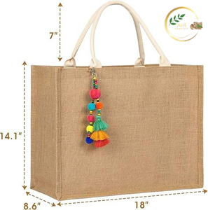 Grand sac de courses en jute écologique avec fermeture éclair supérieure - Product Image 2