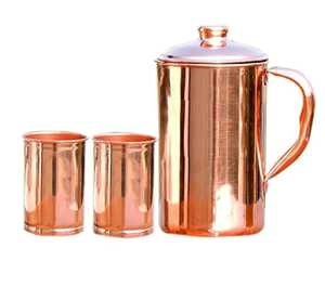 Handcrafted Hammered Copper Water Pitcher – Rustic Eco-Friendly <b>Jug</b> with Curved Handle for Home, Garden & Serving - Product Image 1