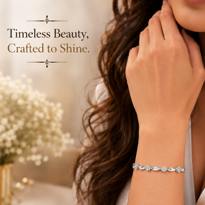 Pulsera de Diamantes Vintage en Oro Blanco de 14K |   Brazalete de Diamantes Brillantes Hecho en India de 7 Pulgadas |   Elegante Joyería para Mujer, Regalo de Compromiso - Product Image 2