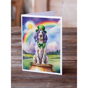 Whimsical A7 Tamaño 5x7 Tarjetas de nota en blanco Paquete de 8 Tarjetas de felicitación del día de San Patricio Setter inglés con sobres - Product Image 2