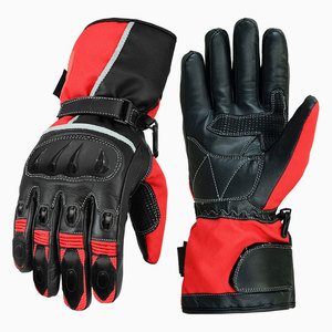 Guantes de Carreras de Cuero Completos, Rojos y Negros, con Correa de Muñeca Ajustable, Resistentes al Viento, Unisex, para Conducir al Aire Libre - Product Image 1