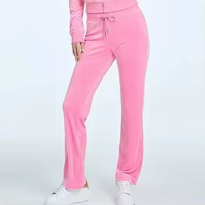 <b>Women</b> Cropped Solid Color Hooded Sweatshirt <b>Tracksuit</b> Full Length Pants Loose Fit Casual Autumn 100% Polyester <b>Velour</b> <b>Tracksuits</b> - Product Image 2