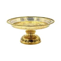 Plateau sur pied en laiton antique thaïlandais classique, fait main, de luxe, 10 pouces, avec motif de rose, pour hôtels et restaurants