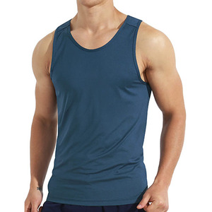 Débardeur pour homme en polyester tricoté respirant, couleur unie, col rond, vêtement décontracté - Product Image 1