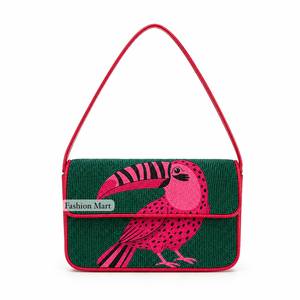 Sac à bandoulière à rabat rayé perlé avec broderie de homard, fait main, tendance, pour usage quotidien - Product Image 4
