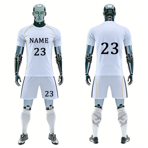 Ensemble de maillot de football blanc pour homme avec numéro 23 imprimé par sublimation, polyester à séchage rapide, manches courtes, col rond, coupe régulière, adulte - Product Image 1