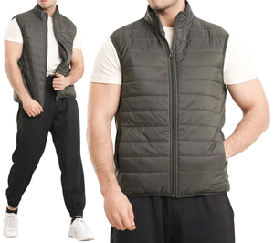 Chaleco Acolchado Ligero Personalizado para Hombre, Chaqueta sin Mangas con Cuello Alto para Otoño, Calentador Corporal con Cremallera, Fabricante OEM ODM para Exteriores - Product Image 1