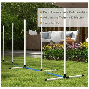 Set di 4 Pezzi Bianco per Addestramento Agility Cani con Pali Impermeabili, Tubo Spruzzatore d'Acqua, Fischietto e Borsa per il Trasporto per l'Addestramento degli Animali Domestici - Product Image 5