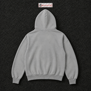 เสื้อฮู้ดซิปสีเทาแบบกำหนดเอง ทรงโอเวอร์ไซส์ ลายกางเขนโกธิค ตัวอักษร AB สไตล์สตรีทแวร์ แฟชั่นเสื้อฮู้ดแบบ unisex สำหรับผู้ชายและผู้หญิง - Product Image 6