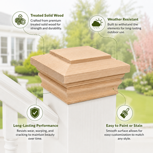 Tapa Decorativa Plana de Madera Sólida Personalizada para Postes de Cercas y Terrazas, OEM ODM - Product Image 3