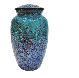 Blue Color New Design Cremation Urns With <b>Sticker</b> Finish Low Prices Adult <b>Metal</b> Funeral Cremation Urns - Product Image 1
