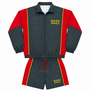 Custom Logo Men's Polyester Windbreaker <b>Jacket</b> and Shorts Set 2 Piece Retro <b>Shell</b> <b>Suit</b> Streetwear Tracksuit - Product Image 1