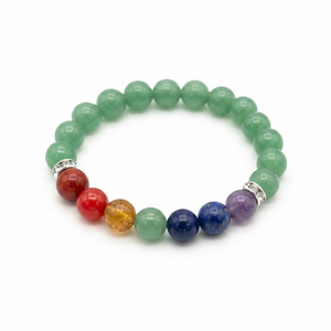 Bracelet en aventurine verte de haute qualité, perles des sept chakras, cadeau romantique, bijoux à la mode pour hommes et femmes, méditation énergétique - Product Image 1