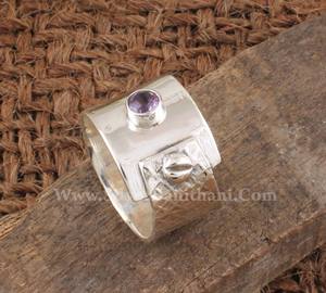 Anillo de Amatista Natural con Engaste de Bisel al por Mayor, Plata de Ley 925, Banda Sencilla y Delicada, Joyería para Fiestas, Aniversarios y Bodas - Product Image 2