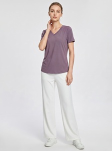 Camiseta Holgada con Cuello en V y Mangas Abullonadas para Mujer, Suave y Transpirable, 60% Poliéster, Informal, Personalizable, para Verano - Product Image 2