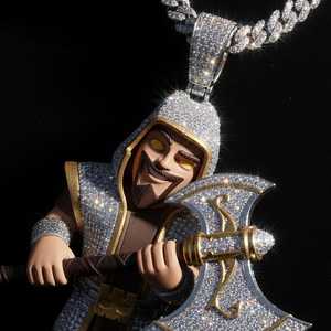 จี้โมอิสซาไนต์ลายการ์ตูนนักรบผู้ชาย ประดับเพชร สไตล์ฮิปฮอป ของขวัญสำหรับงานปาร์ตี้ เงินแท้ 925 เครื่องประดับจี้และชาร์ม - Product Image 5