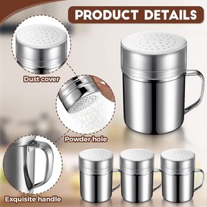 Salière et poivrière en acier inoxydable avec poignée Distributeur d'épices multifonctionnel Écologique Passe au lave-vaisselle 10oz - Product Image 3
