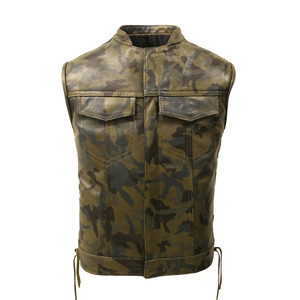 Factory Direct Genuine Leather Biker Vest Motorcycle Riding <b>Waistcoat</b> Manufacturer OEM ODM Supply - Product Image 1