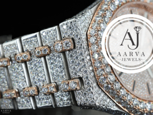 AARVA JEWELS นาฬิกาจักรกลสุดหรูสแตนเลสสตีลกรอบเพชรหน้าปัดคริสตัลแซฟไฟร์ 38 มม. สำหรับทุกเพศ 3BAR กันน้ำแบบซ่อน - Product Image 5
