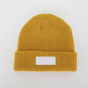 Unisex Solid Color Ribbed Knit Beanie <b>Hat</b> 100% Acrylic Breathable Waterproof Rhinestone <b>Winter</b> Warm Casual for Adults 54-56CM - Product Image 1