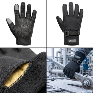 Gants de sécurité professionnels robustes pour mécaniciens MALUZA INDUSTRIES, antidérapants, respirants, paume en polyester, poignet renforcé - Product Image 4