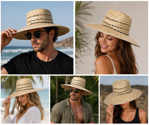 Straw Cowboy <b>Hat</b> Wide Brim Panama Style – Fishing <b>Sun</b> <b>Hat</b> Summer for <b>Men</b> Women Custom Logo Bulk Supplier - Product Image 6