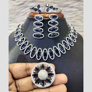 Conjunto de collar de diamantes americanos Chapado en plata 11065514DBL joyería fina elegante - Product Image 1