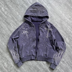 Sudadera con capucha de invierno de algodón 100% de alto gramaje, con cremallera, lavado ácido, estilo oversize, tejido frontal, color liso, servicio OEM - Product Image 1