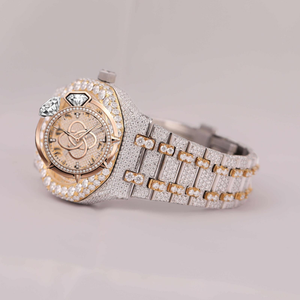 Reloj de Lujo Tonneau con Diamantes, Correa de Acero Inoxidable en Oro Rosa, Cuarzo Analógico para Hombre, 40 mm, Cierre Desplegable - Product Image 3