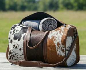 กระเป๋าหนังแท้ทรงดัฟเฟิล น้ำหนักเบา ปิดด้วยซิป พกพาสะดวก กระเป๋าเดินทางสุดสัปดาห์ สไตล์วินเทจ ความจุขนาดใหญ่ ใช้ได้ทั้งชายและหญิง - Product Image 2