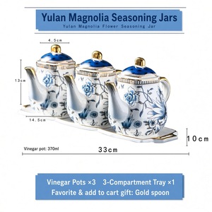 Luxury Bone China Floral Pattern Kitchen Seasoning Jar Salt & <b>Vinegar</b> Seasoning Pots Set Fine Durable For Kitchen Storage - Product Image 6