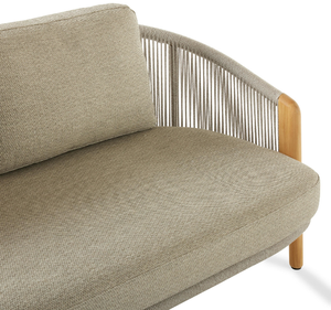 Sofá de Jardín Moderno de Madera de Teca Sólida para Dos Personas, con Detalles de Cuerda Tejida, Cojines Gruesos Impermeables para Apartamento, Patio o Terraza - Product Image 5