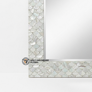 Miroir mural décoratif en mosaïque de coquillages de luxe, fait main, style Art Déco, éco-responsable, en MDF, pour la maison et l'hôtel - Product Image 5