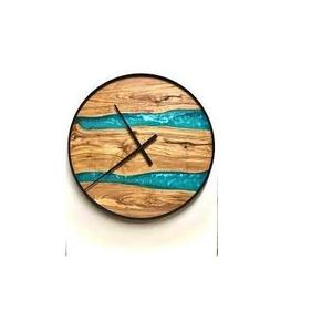 Horloge murale unique en bois et résine époxy, faite à la main, pour cadeau, décoration intérieure, finition polie, horloge de qualité supérieure pour restaurant, hôtel - Product Image 5
