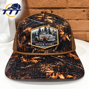Casquette Trucker Vintage Camouflage en Maille 6 Panneaux Snapback avec Logo Brodé Fabricant Vietnamien OEM ODM Vente en Gros Casquette de Chasse Usine - Product Image 1