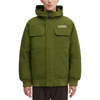 Herren Olivgrüne Kapuzen-Steppjacke Atmungsaktiver Outdoor-Wintermantel Winddicht Lässig Gefüttert mit Eigenem Logo OEM Private Label