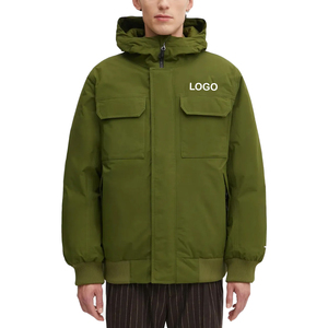 Veste matelassée à capuche pour homme, vert olive, avec garniture en fourrure, coupe-vent, manteau d'hiver décontracté, épais, rembourré en polyester, personnalisable OEM, marque privée - Product Image 4