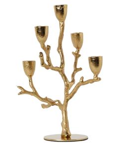 Candelabro Creativo con Forma de Tronco de Árbol Dorado, Diseño Natural Decorativo, Candelabro de Metal, Decoración de Lujo para Mesa de Hogar - Product Image 1