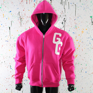 Sweat-shirts à capuche en coton 100% avec fermeture éclair GG PINK COLOR pour hommes, hiver - Product Image 1