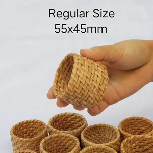 Natural Wicker Rattan Napkin Ring - Handmade Boho <b>Table</b> Decor for Wedding & <b>Dining</b> - Product Image 2