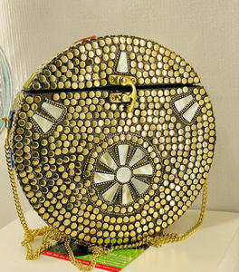 Bolso de mano de mosaico de metal para mujer, bolso de mano exclusivo de diseñador, monedero de fiesta de noche con elegantes asas de latón de FWE - Product Image 4